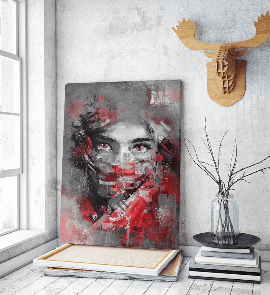 Πίνακας σε Καμβά : mystery portrait painting woman red eyes Πίνακας σε Καμβά : mystery portrait painting woman red eyes