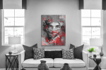 Πίνακας σε Καμβά : mystery portrait painting woman red eyes