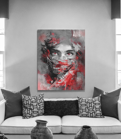 Πίνακας σε Καμβά : mystery portrait painting woman red eyes