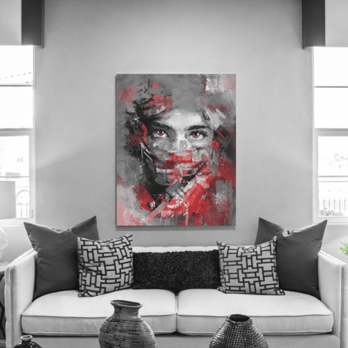 Πίνακας σε Καμβά : mystery portrait painting woman red eyes