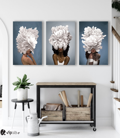Σύνθεση Με Πίνακες Καμβάδες 60x40 - 3 Τεμάχια - blossom & women