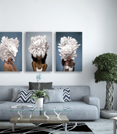 Σύνθεση Με Πίνακες Καμβάδες 60x40 - 3 Τεμάχια - blossom & women