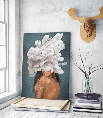 Πίνακας σε Καμβά : blossom & woman