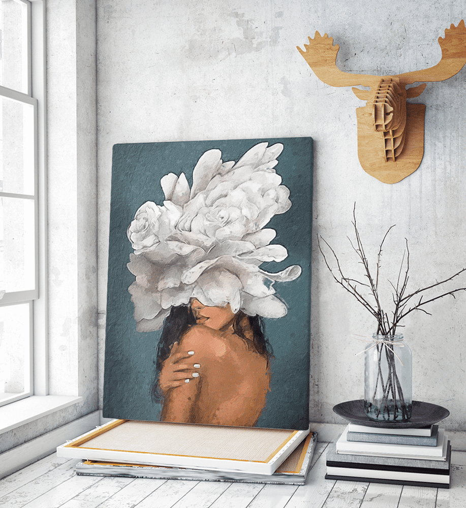 Πίνακας σε Καμβά : blossom & woman