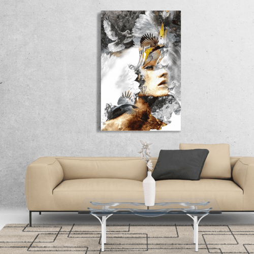 Πίνακας σε Καμβά : mystery portrait painting woman
