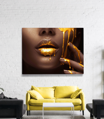 Πίνακας σε Καμβά : woman gold makeup