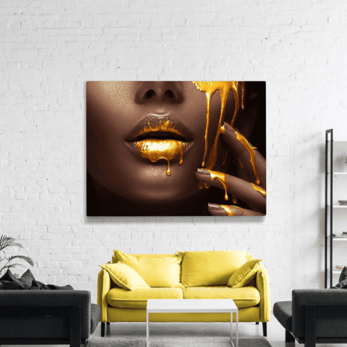 Πίνακας σε Καμβά : woman gold makeup