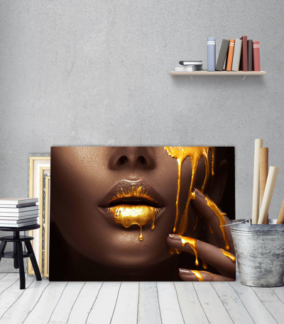 Πίνακας σε Καμβά : woman gold makeup