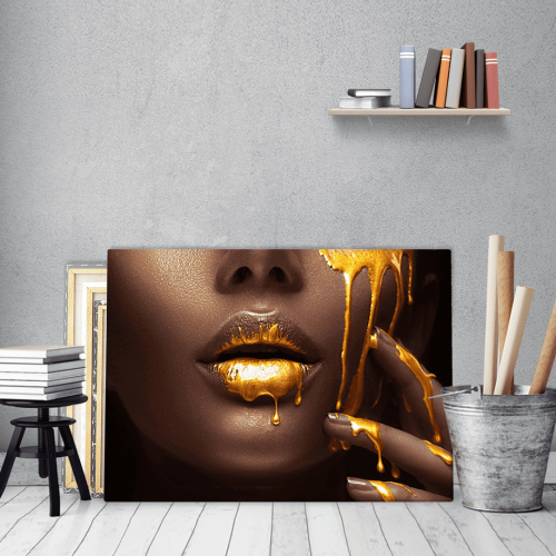 Πίνακας σε Καμβά : woman gold makeup
