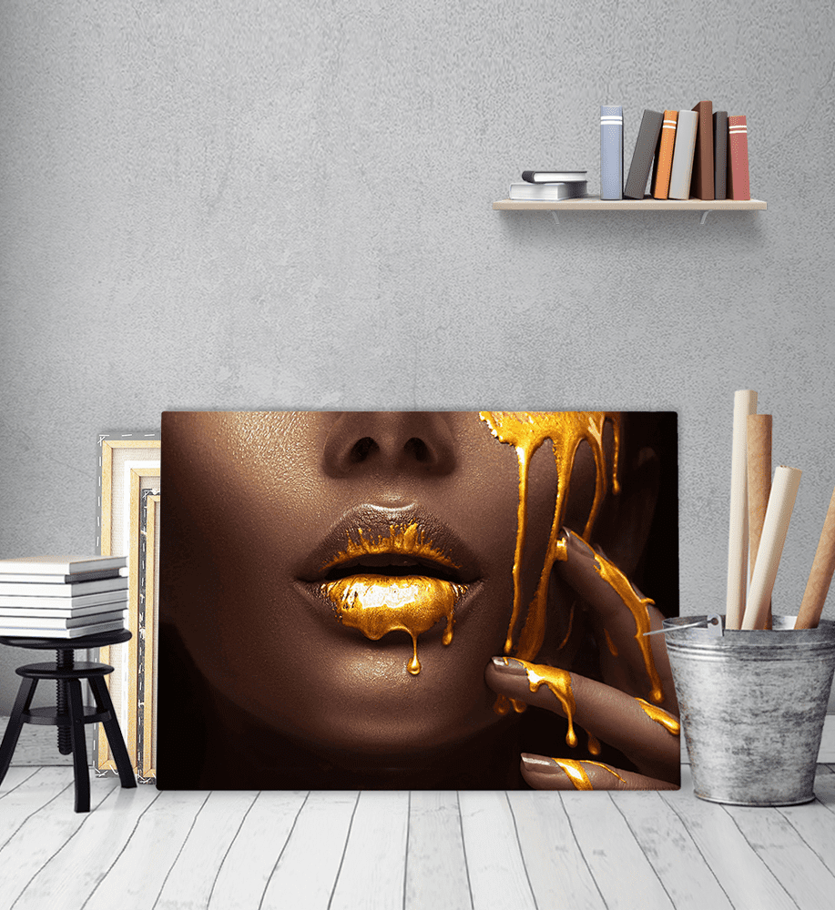 Πίνακας σε Καμβά : woman gold makeup