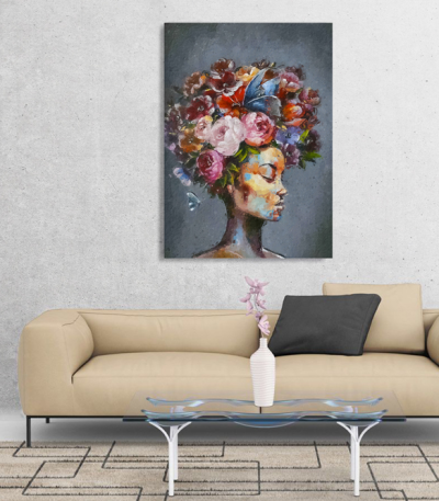 Πίνακας σε Καμβά : mystery portrait woman colourful hair