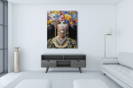 Πίνακας σε Καμβά : woman portrait painting with colorful hair flowers
