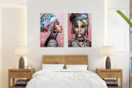 Σύνθεση με πίνακες Καμβάδες : Desert Lady In A Turban Painting - 2 Τεμάχια 70x 50