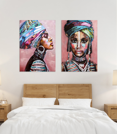 Σύνθεση με πίνακες Καμβάδες : Desert Lady In A Turban Painting - 2 Τεμάχια 70x 50