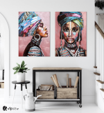 Σύνθεση με πίνακες Καμβάδες : Desert Lady In A Turban Painting - 2 Τεμάχια 70x 50