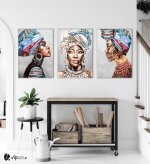 Σύνθεση Με Πίνακες Καμβάδες 70x50 - 3 Τεμάχια - African women