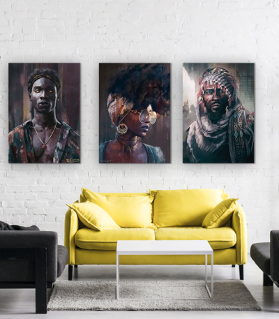 Σύνθεση Με Πίνακες Καμβάδες 70x50 - 3 Τεμάχια - Art Faces