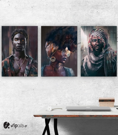 Σύνθεση Με Πίνακες Καμβάδες 70x50 - 3 Τεμάχια - Art Faces