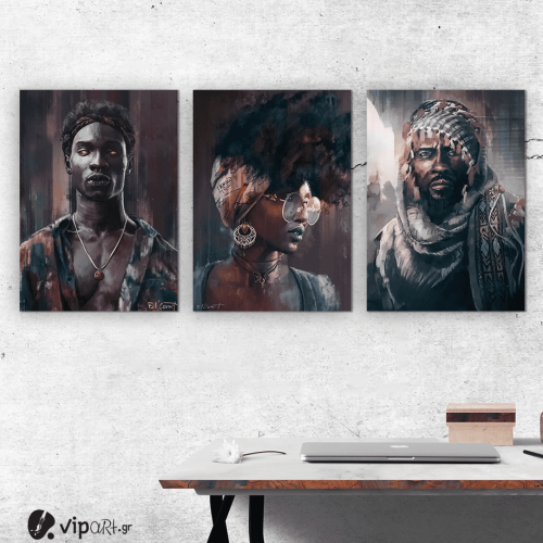 Σύνθεση Με Πίνακες Καμβάδες 70x50 - 3 Τεμάχια - Art Faces