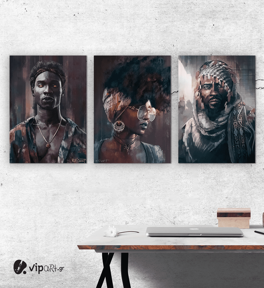 Σύνθεση Με Πίνακες Καμβάδες 70x50 - 3 Τεμάχια - Art Faces