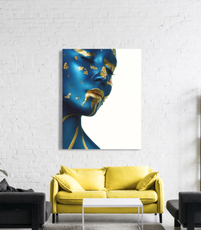 Πίνακας σε Καμβά : woman makeup blue and gold