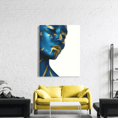 Πίνακας σε Καμβά : woman makeup blue and gold