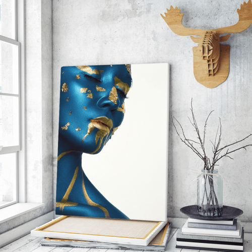 Πίνακας σε Καμβά : woman makeup blue and gold
