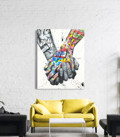 Πίνακας σε Καμβά : Lover Hands Graffiti
