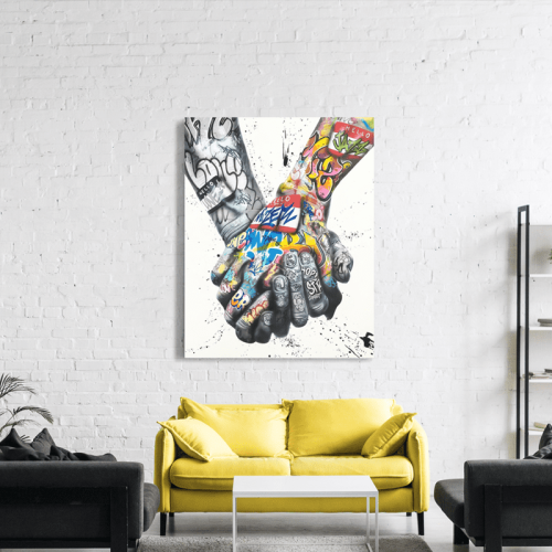 Πίνακας σε Καμβά : Lover Hands Graffiti
