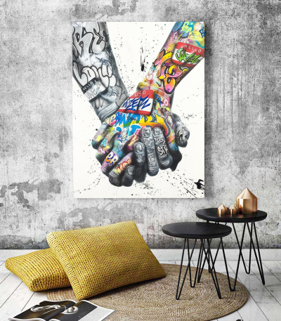 Πίνακας σε Καμβά : Lover Hands Graffiti