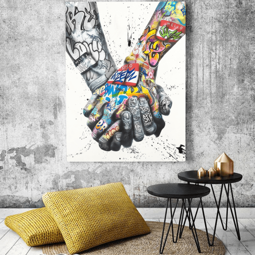 Πίνακας σε Καμβά : Lover Hands Graffiti