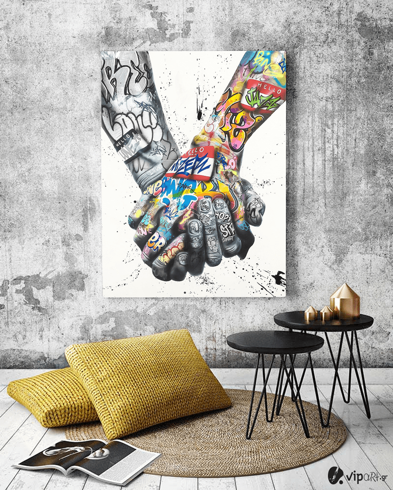 Πίνακας σε Καμβά : Lover Hands Graffiti