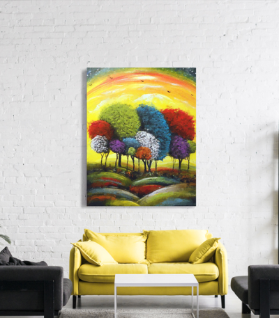 Πίνακας σε Καμβά : colourful trees