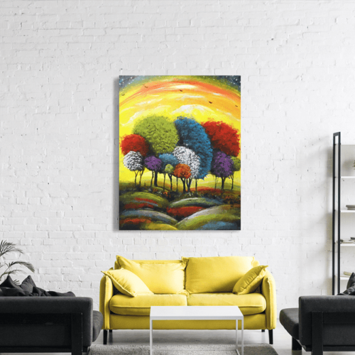 Πίνακας σε Καμβά : colourful trees