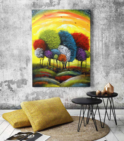 Πίνακας σε Καμβά : colourful trees
