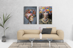 Σύνθεση με πίνακες Καμβάδες : Portrait Women colourful hair - 2 Τεμάχια 70x 50