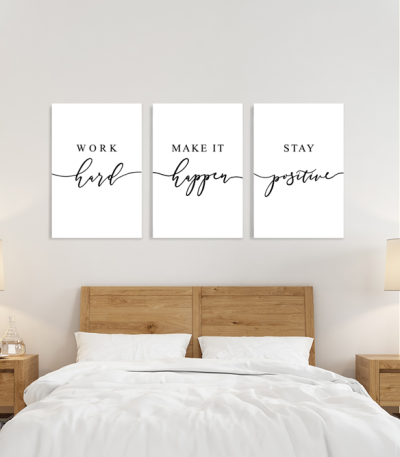 Σύνθεση Με Πίνακες Καμβάδες 60x40 - 3 Τεμάχια - work make it stay