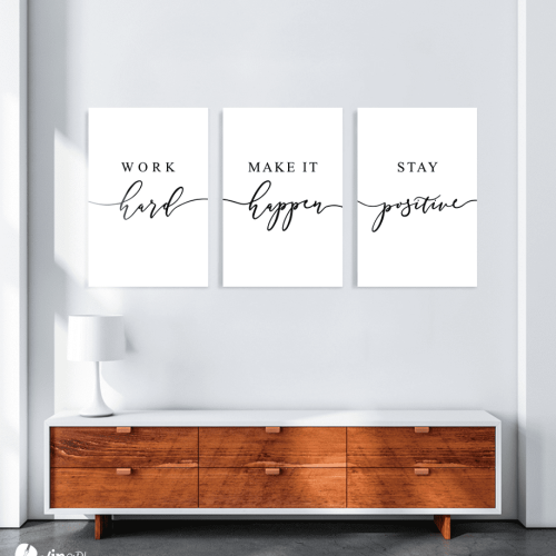 Σύνθεση Με Πίνακες Καμβάδες 60x40 - 3 Τεμάχια - work make it stay