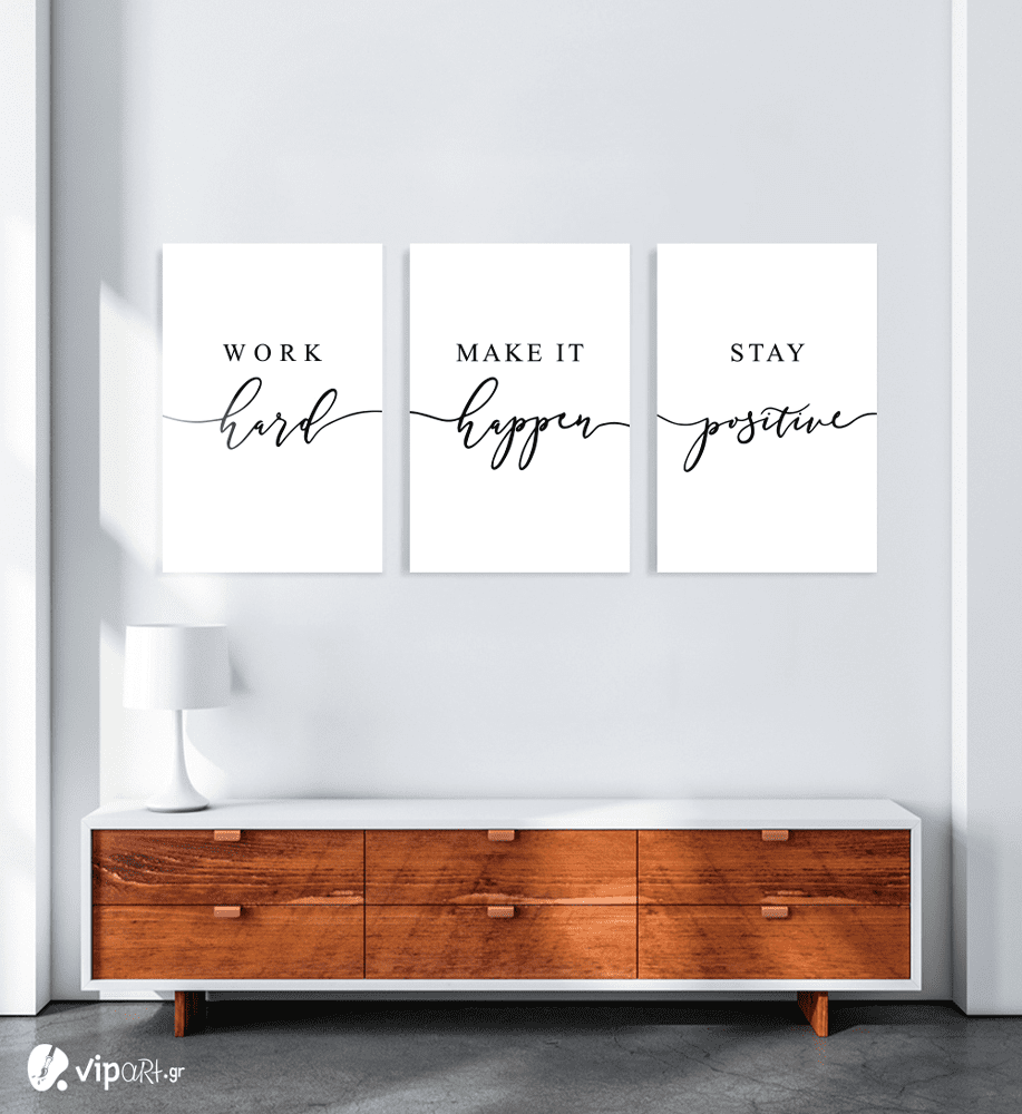Σύνθεση Με Πίνακες Καμβάδες 60x40 - 3 Τεμάχια - work make it stay