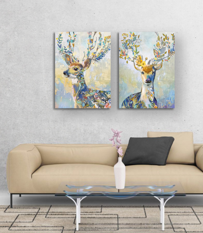 Σύνθεση με πίνακες Καμβάδες : colourful deer - 2 Τεμάχια 70x 50