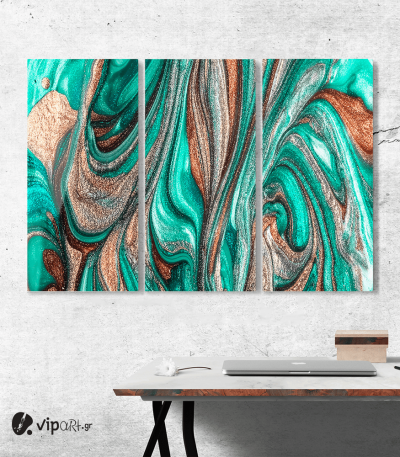 Πίνακας Καμβάς Τρίπτυχος Abstract colorful glitter