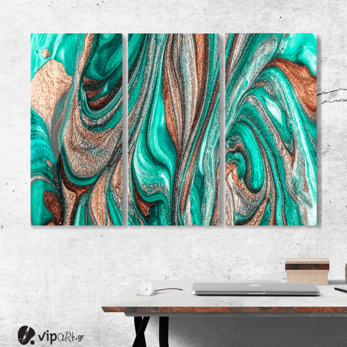 Πίνακας Καμβάς Τρίπτυχος Abstract colorful glitter