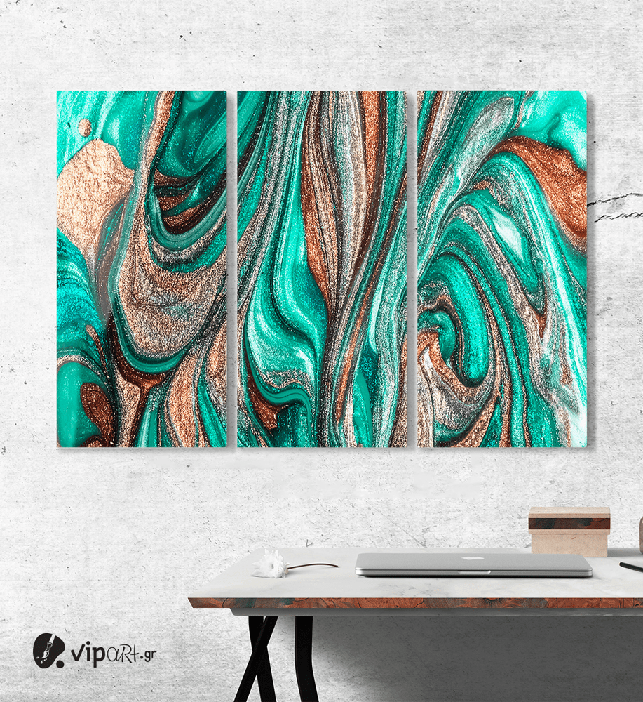 Πίνακας Καμβάς Τρίπτυχος Abstract colorful glitter