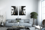 Σύνθεση με πίνακες Καμβάδες : Frida Kahlo Portrait Half Face - 2 Τεμάχια 70x 50