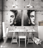 Σύνθεση με πίνακες Καμβάδες : Frida Kahlo Portrait Half Face - 2 Τεμάχια 70x 50