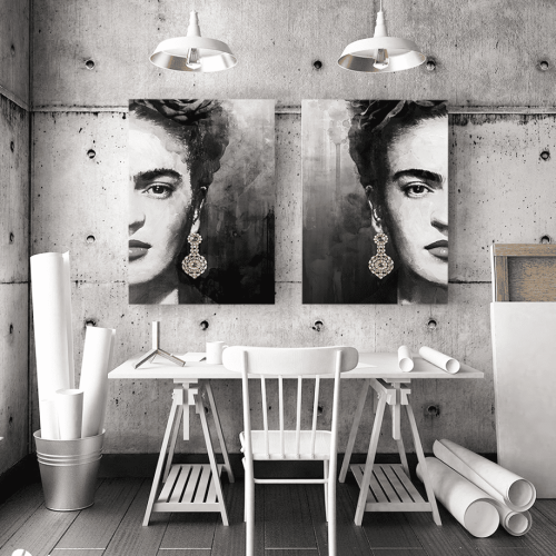 Σύνθεση με πίνακες Καμβάδες : Frida Kahlo Portrait Half Face - 2 Τεμάχια 70x 50