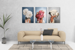 Σύνθεση Με Πίνακες Καμβάδες 60x40 - 3 Τεμάχια - Blossom & Women 2