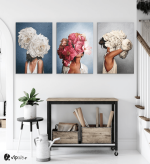 Σύνθεση Με Πίνακες Καμβάδες 60x40 - 3 Τεμάχια - Blossom & Women 2