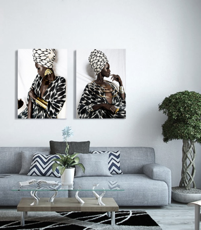 Σύνθεση με πίνακες Καμβάδες : African Women Fashion - 2 Τεμάχια 70x50