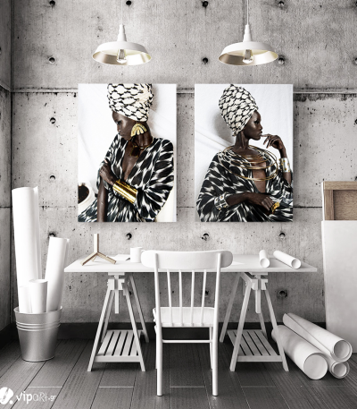 Σύνθεση με πίνακες Καμβάδες : African Women Fashion - 2 Τεμάχια 70x50